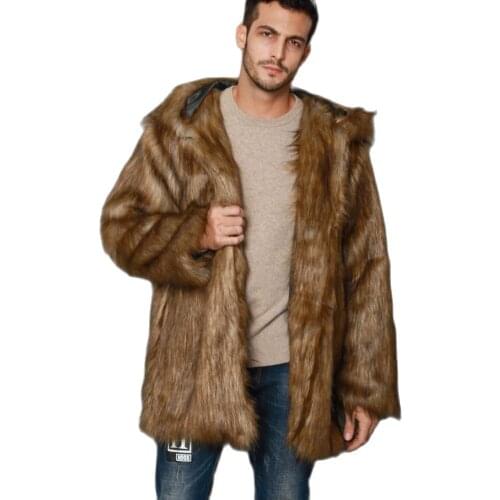 F0283 New Fashion Autumn and Winter Clothing Mens Clothing Leather-imitating Long-style Overcoat Faux Fur Coat