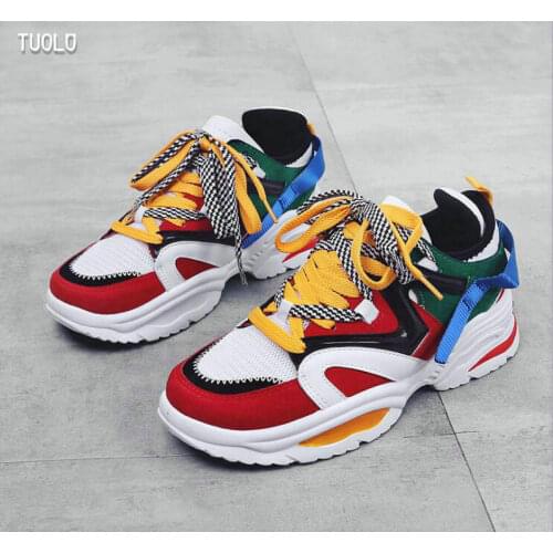New 2018 Shoes Women Autumn Platform Clunky Sneakers Woman Casual Sneakers tenis feminino Flats Plus Size 35-44