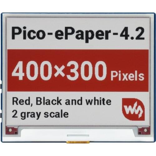 4.2" E-ink Display Module Supports Raspberry Pi Pico, Red / Black / White e-Paper Screen 400×300 Resolution