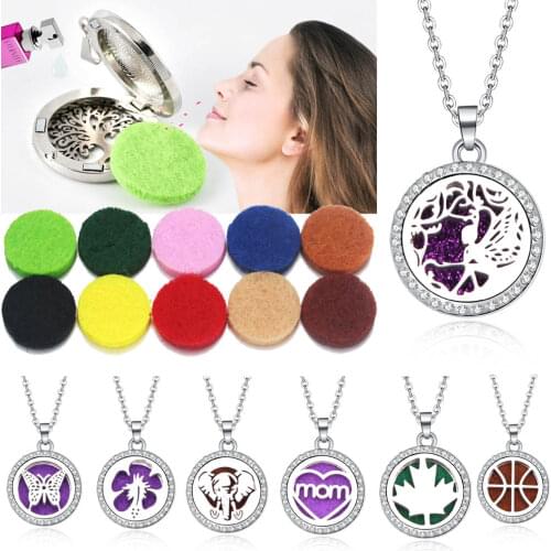 Pattern aroma Stainless Steel Aroma Box Pendant Necklace Magnetic Aromatherapy Essential Oil Diffuser Box Locket Pendant Jewelry
