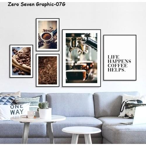 Canvas Poster And Print Vintage Espresso Machine Coffee Beans Pictures Wall Art Decor For Cafe Salon Dining Room Bar Store