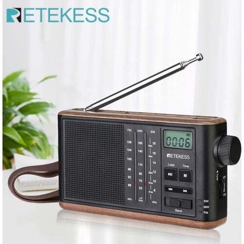 RETEKESS TR613 Portable Retro Radio FM/AM/SW 3 bands Elderly Support TF Card USB Charging Stereo Audio Input 3.5mm Earphone Jack