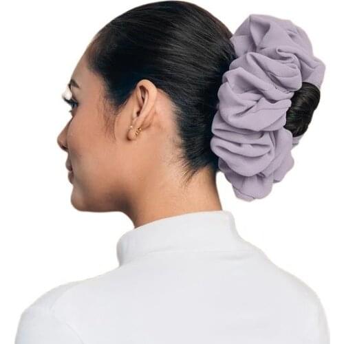 Fashion New Trendy Heavy Chiffon Flexible Rubber Band Simple Hijab Volumizing Scrunchie Large Bow Headwear Hair Accessories