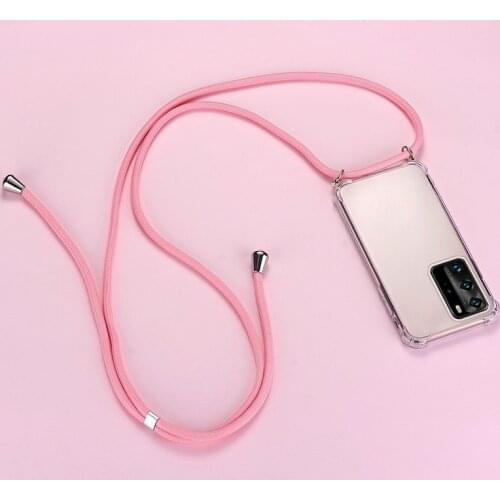 Luxury Lanyard Silicone Phone Case For Huawei P40 P30 P20 P10 Lite Mate 30 20 10 Pro Honor Ultra-thin Necklace Rope Cover Coque