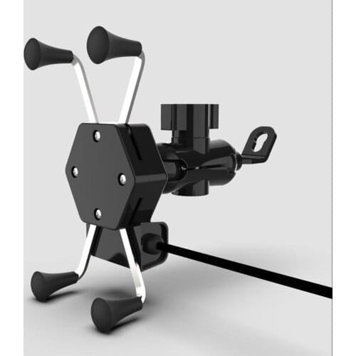 Universal 360 Degree Adjustable Cell Phone Holder Motorcycle Bike Bicycle Mirror Usb Charging Bracket Bicycle Moto Handle Grip