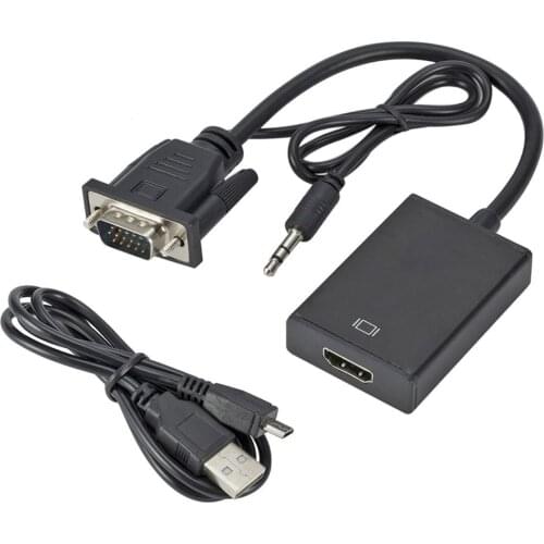 VGA2 HDMI Converter Adapter Portable Plug and Play VGA To HDMI Output 1080P HD Audio TV AV HDTV PC Video Cable Drop Shipping