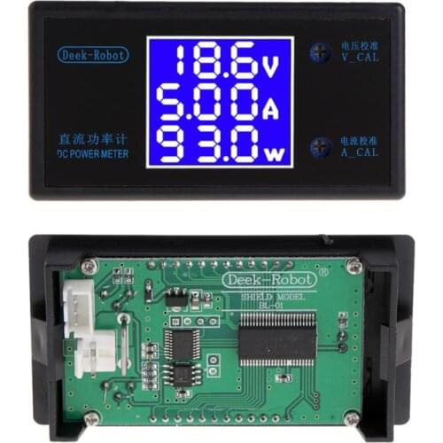 DC 0-50V 5A 250W Voltmeter Ammeter Wattmeter LCD Panel Voltage Amp Power Meter