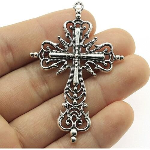 WYSIWYG 2pcs 64x43mm Cross Charm Men Large Cross Charm Pendants Big Cross Charm Vintage DIY Accessories For Jewelry Making