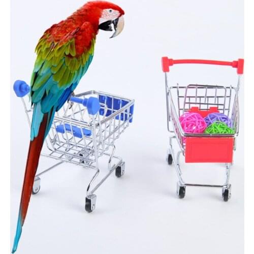 Funny Small Animals Parrot Birds Mouse Intelligence Growth Toys Supermarket Shopping Cart Trolley Training Toys Supplies