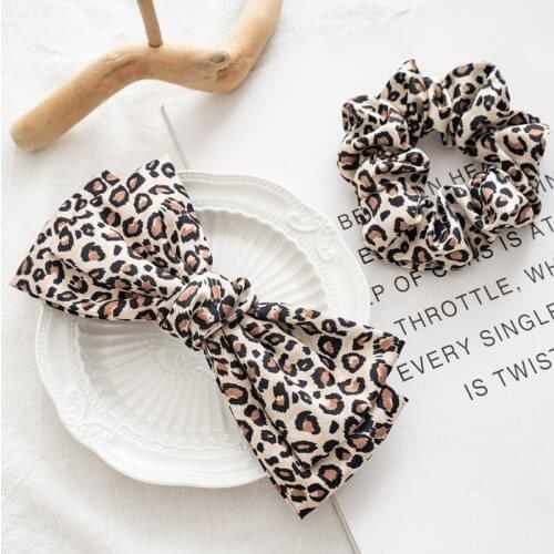 VELVET SEQUIN KNOTTED BOW HAIR CLIPS BRIDAL PARTY KIDS GIRLS HAIRBAND Leopard Print