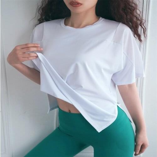 Women Loose Sports T-Shirt Workout Quick-Drying Mesh Stitching Short Sleeve Yoga Top Running Fitness Breathable Thin Sportswear