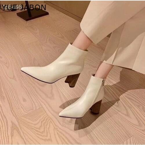 Rome Strange Heel Women Ankle Boots Pointed Toe High Heel Botas Mujer Ladies Autumn Zip Fit Sock Boots Dress Party Shoes Woman