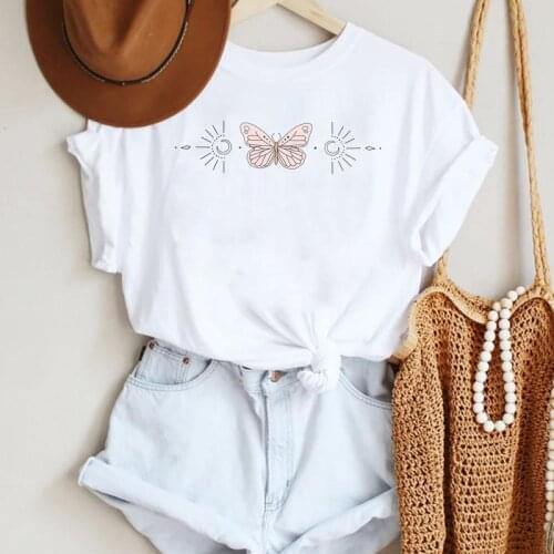 Women Cartoon Butterfly Lovely 90s Travel Fashion Ladies Summer Lady Print Tee Graphic T Top Female Tshirts Clothes T-Shirt