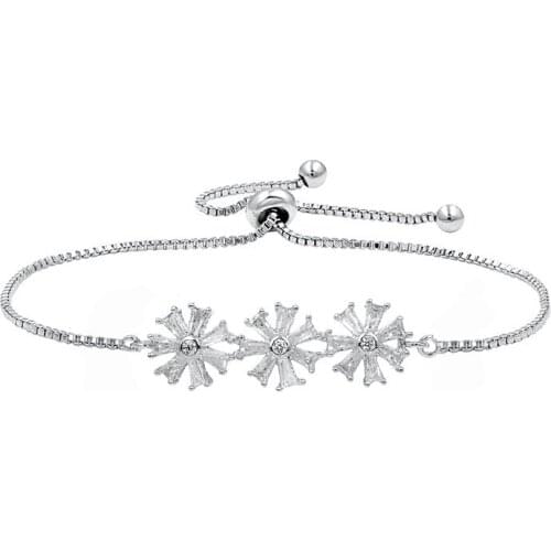 Womens snowflake sliding buckle bracelet high quality classic plant flower sunflower snowflake Fashion Bracelet