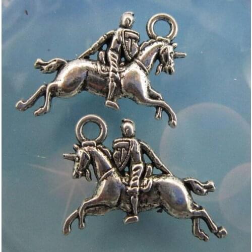 100pcs Fashion Alloy Unicorn Knight Charm Pendants For Bracelet Necklace Jewelry Fitting Making 23x17mm