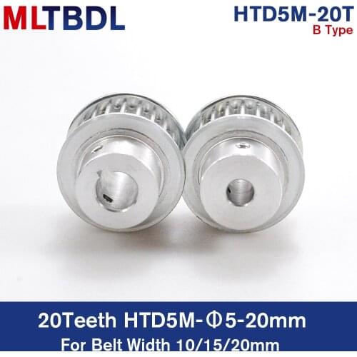 20 Teeth HTD 5M Synchronous Pulley Bore 5/6/6.35/8/10/12/14/15/18/19/20mm for Width15/20mm BF keyway HTD5M Timing Belts wheel