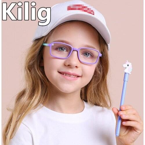 2020 Clear Pink Children Anti Blue Light Glasses Kids Girl Boys Flexible Optical Frame 5-13 Reflective Computer Game Eyeglasses