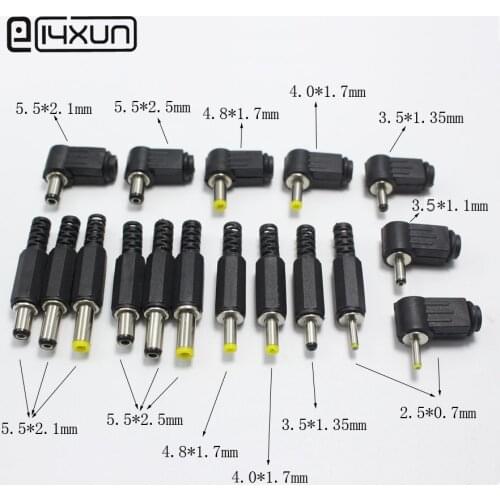 5.5*2.5 5.5*2.1 4.8*1.7 4.0*1.7 3.5*1.35 3.5*1.1 2.5*0.7 mm Male DC Power Plug Connector 180 degree L Shaped Plugs