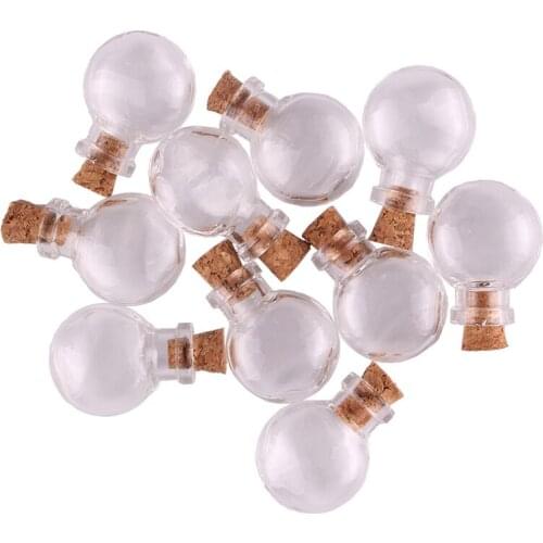 50pcs Transparent oblate Glass Bottle Jars Vials Wishing Bottle Cute Art Bottles with Corks Stopper DIY craft gift