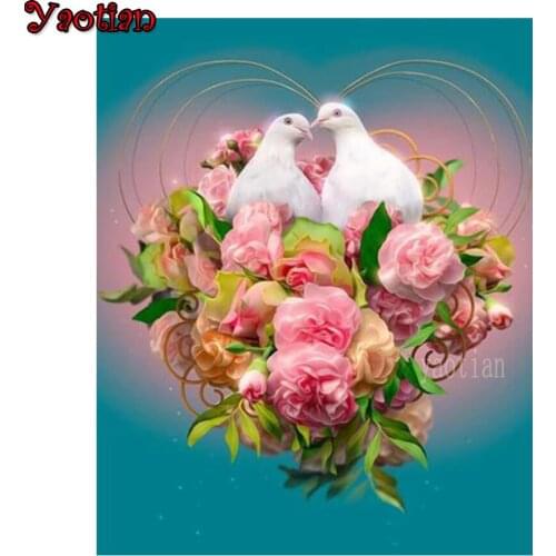5D DIY Diamond Painting Dove Love Rose Picture Diamond Mosaic Of Rhinestones Embroidery Mosaic New Arrival Full Drill Square