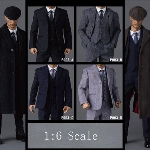 PP-TOYS P003 4 Styles 1/6 Scale Male Clothes Man WWII British Gangster Gentleman 3-piece Retro Suit for 12‘’ Action Figure Body
