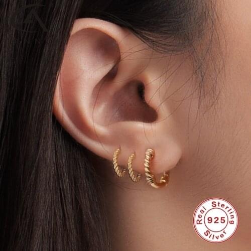 CANNER Fashion Jewelry Earrings For Women Twisted C-Shape Earrings Puncture Small Stud Earring 925 Sterling Silver Fine Jewelry