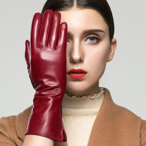 Free shipping 2019 winter lady fashion sheepskin leather gloves women genuine leather mittens female Fashion Winter Warm Gloves