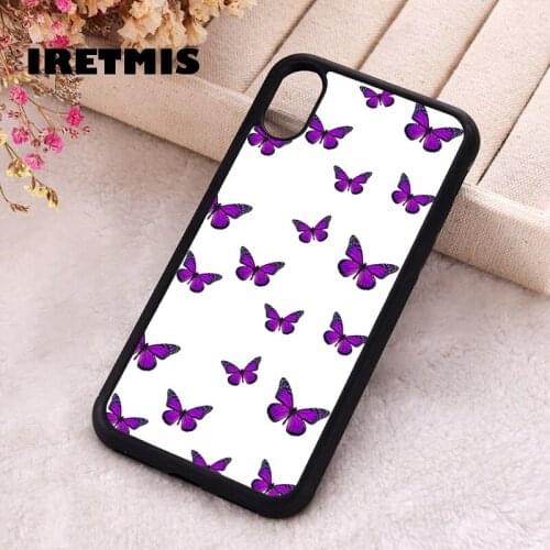 Iretmis 5 5S SE 2020 phone cover cases for iphone 6 6S 7 8 Plus X Xs XR 11 12 Mini Pro Max Silicone TPU Purple Butterflies