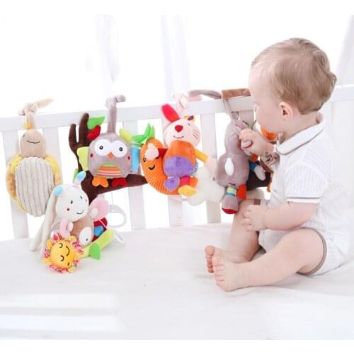Baby Rattles Soft Plush Newborn Car Bed Bells Hanging Animal Lathe Hanging Puzzle Appease Comfort Dolls Pendant Toddler Toys