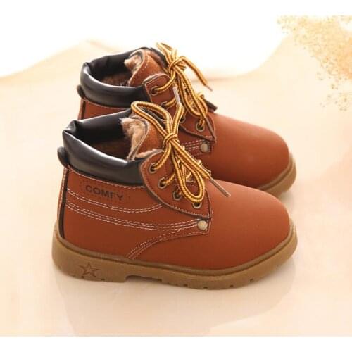 Kids warm martin boots 3 colors spring autumn winter infants lace-up shoes for boys girls