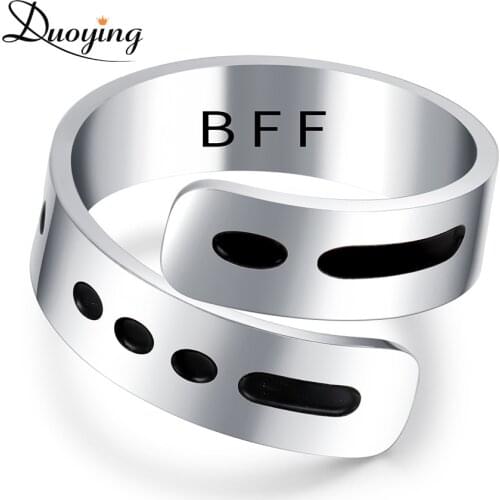 Duoying Personality Word Morse Code Open Ring Personality Adjustable Custom Hidden Message Customate Rings