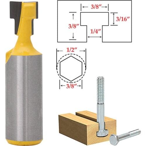 FNICEL New 1/2'' Shank 3/8'' T Slot Steel Handle Milling Router Bit Woodworking Cutter Tool 6.35mm Shank