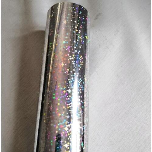 Holographic foil stamping foil silver sparkles star pattern hot press on paper or plastic 21cm x120m heat stamping film
