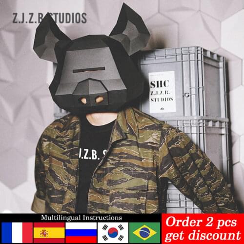Pre-cut Creative Pig Mask Headgear Paper Model,3D Low Poly Papercraft,Party Cosplay Prop,Handmade DIY Adult Craft Toy RTY113