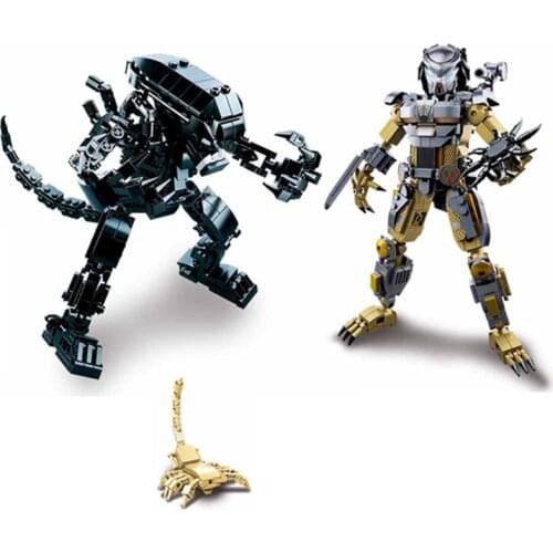 Alien Predator Robot War Movie Model Classic Model DIY Creator Construction Bricks Educational For Children Toys For Kids Gifts