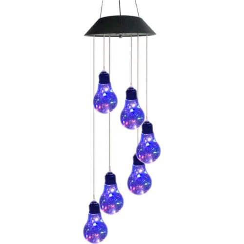 Solar Bulb Wind Chime Light Color Changing Led Hanging Lamp Windchimes Mobile Light 6 Led Bulbs Design Waterproof Outdoor Decora