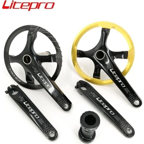 Litepro 45T Crankset Bottom Bracket 170mm Crank Black Gold Chainwheel With Protection Cover Folding Bike Part
