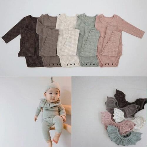 MILANCEL baby clothing set cute dot infant boys indoor bodysuits 4 pieces set toddler girls clothes set