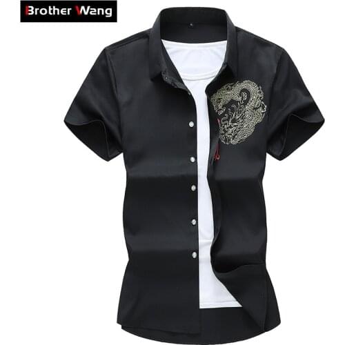 Chinese Style Short Sleeve Shirt Men 2020 Summer New Stylish Casual Loose Printed Shirt Male Brand Clothes Plus Size 5XL 6XL 7XL