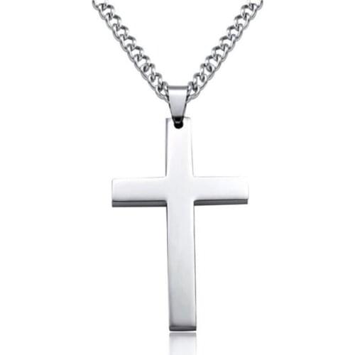 Men Inverted Cross Pendant Necklace Stainless Steel Chain Link Necklaces Jewelry AC889