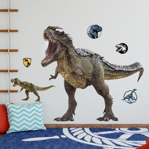 Dinosaur Wall Stickers Kids Room Boy Bedroom Decor Cartoon Animal 3D Wallsticker DIY Children Room Decoration Pegatinas De Pared