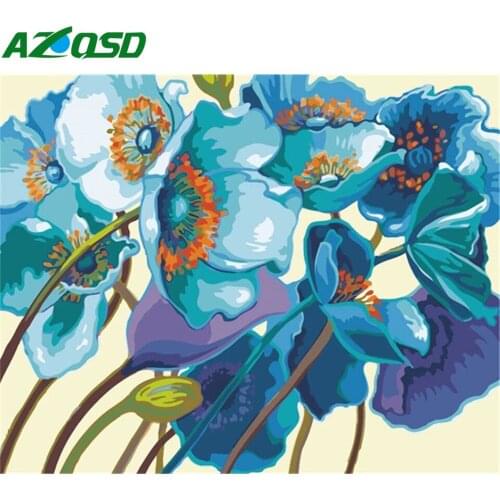 AZQSD Painting By Numbers Adults Abstract Flower Acrylic Picture Oil Painting By Numbers Poppy 60x75cm Home Decor Wall Art