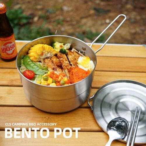 Portabel 304 Stainless Steel Camping Cooking Pots Outdoor Travel Hiking Bowl BBQ Picnic Cookware