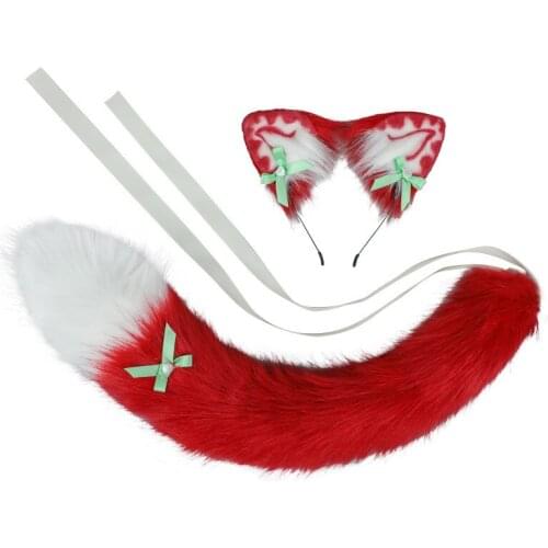 Christmas headband Lolita cat ear headdress strawberry red beast ears headband animal tail accessories party cosplay set