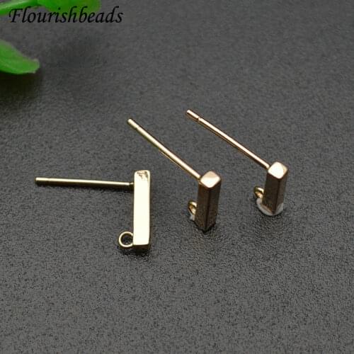 Rectangle Metal Ear Stud Gold Color Plating Ear Wire DIY Earrings Fashion Jewelry Components 50pcs/ Lot