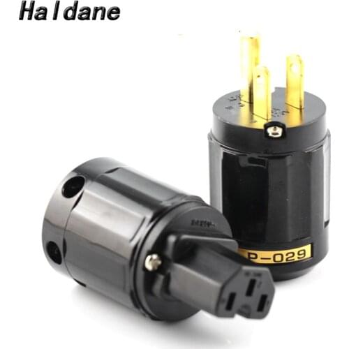 Haldane pair HIFI Pure Copper Gold Plated P-029/C-029 US Power Plug Socket IEC Connector Adapter for DIY Amplifie AC power Cable