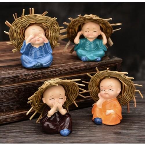 Straw Hat The Little Monk For Home Decoration Tea Pet