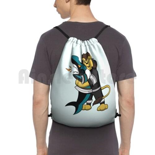 Heimlich For San Jose-Sharks Choke Backpack Drawstring Bag Riding Climbing Gym Bag Kings Hockey Sports Funny La Kings Bailey