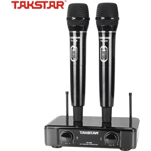 TAKSTAR TS-7220 HH UHF Dual Handheld Wireless Microphone System with 2 Transmitter 1 receiver for Home Karaoke Stage Performance