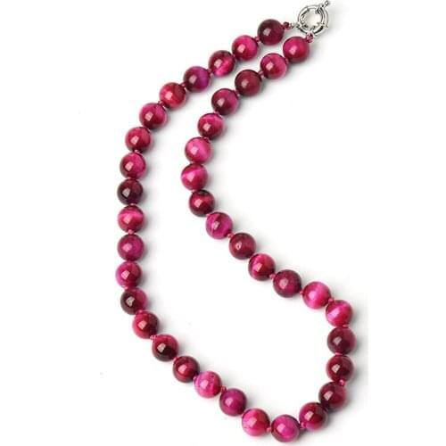 Pink mix up Lilac Color and Smooth add Distinct in color Rose Tiger stone 10 MM Necklace.The best gift for women